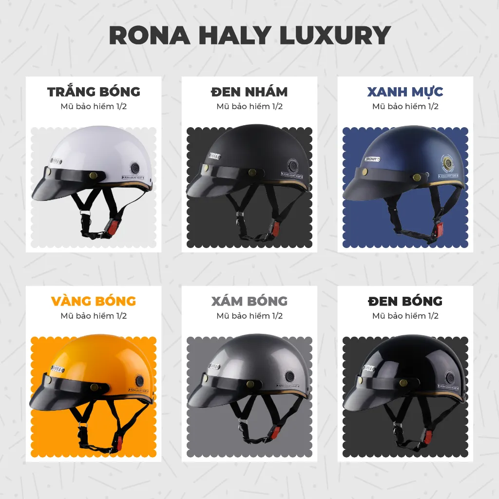 Ảnh Nón bảo hiểm nửa đầu RONA Haly Luxury có nhiều màu chính hãng tại Nón Trùm 2