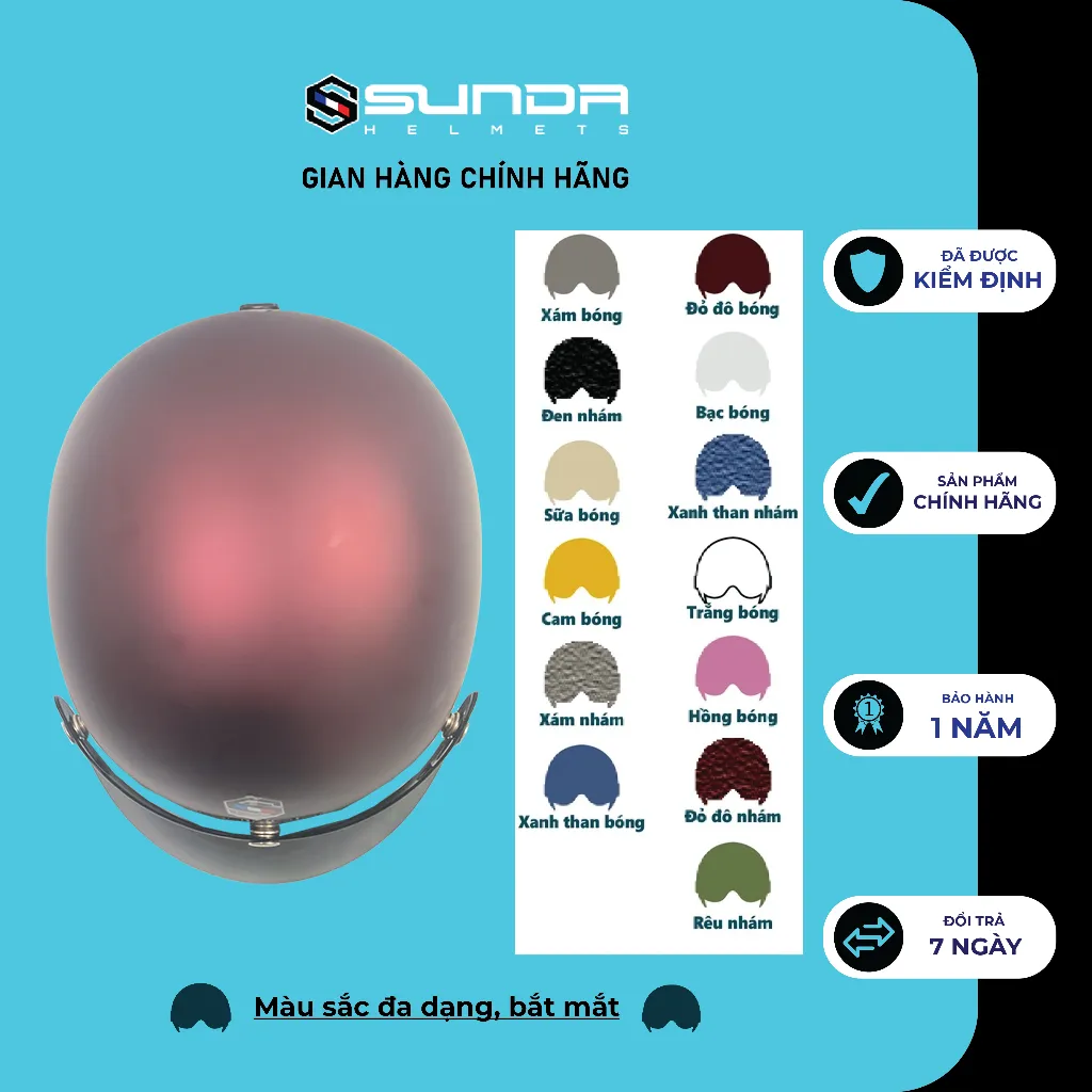 Ảnh Nón bảo hiểm nửa đầu SUNDA HALYA kèm lưỡi trai 1