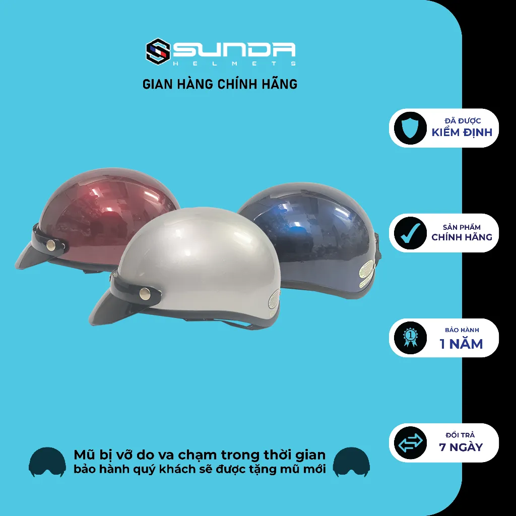 Ảnh Nón bảo hiểm nửa đầu SUNDA HALYA kèm lưỡi trai 2