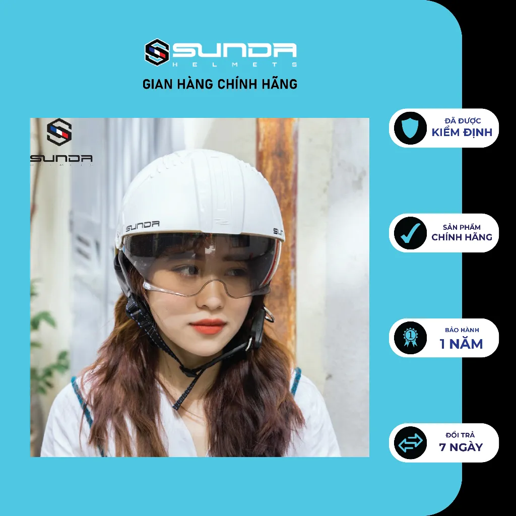 Ảnh Nón bảo hiểm nửa đầu SUNDA 135D nhiều màu - giấu kính tháo lót 4