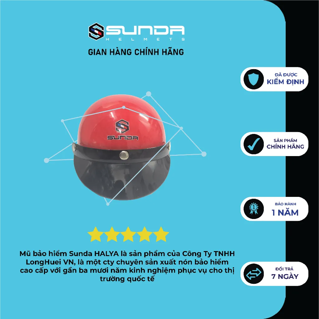 Ảnh Nón bảo hiểm nửa đầu SUNDA HALYA kèm lưỡi trai 3