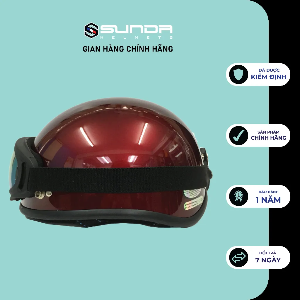 Ảnh Nón bảo hiểm nửa đầu SUNDA HALYA kèm kính UV – nhiều màu 1