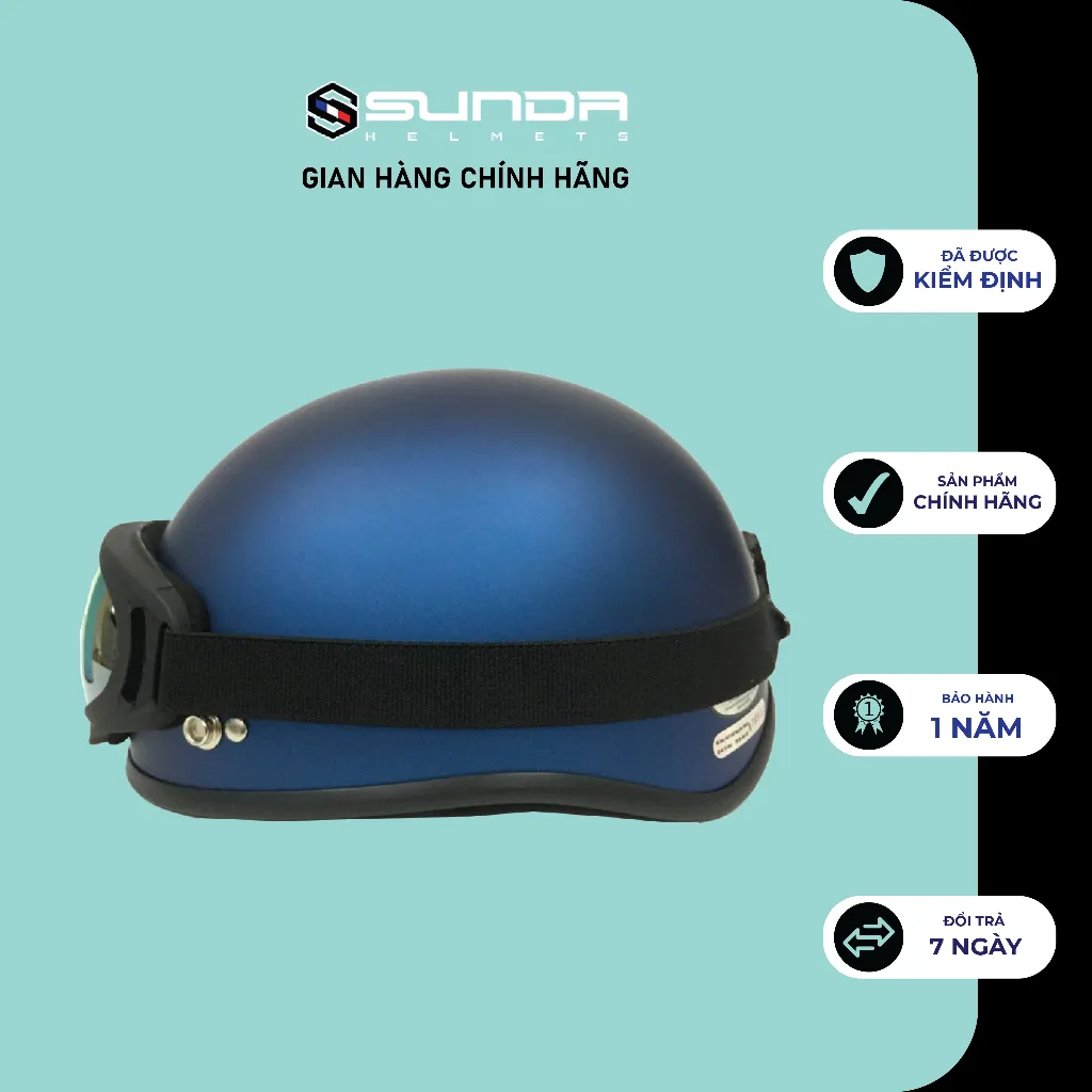 Ảnh Nón bảo hiểm nửa đầu SUNDA HALYA kèm kính UV – nhiều màu 2