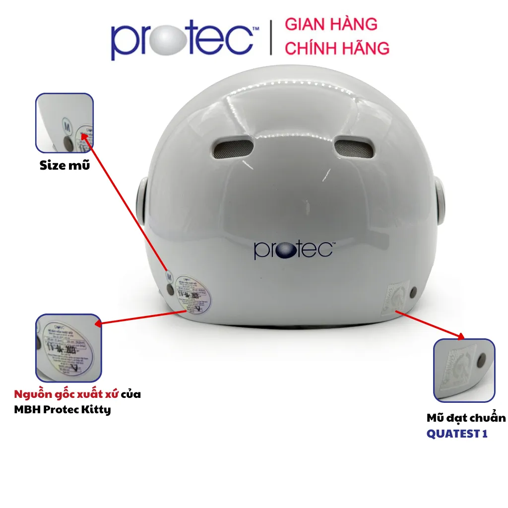 Ảnh Nón bảo hiểm nửa đầu trẻ em có kính Protec Kitty nhiều màu sắc, gọn nhẹ dành cho bé từ 4-10 tuổi 4