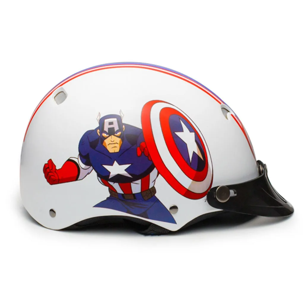 Ảnh Nón Bảo Hiểm Trẻ Em 1/2 Đầu Protec Kitty, Họa Tiết Siêu Anh Hùng Captain American 4