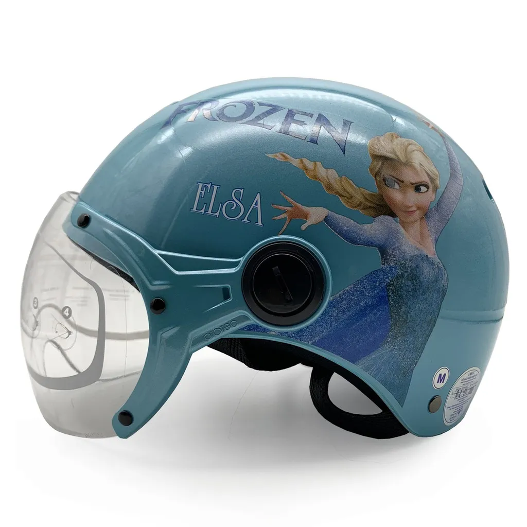 Ảnh Nón bảo hiểm trẻ em 1/2 đầu có kính Protec Kitty, họa tiết nữ hoàng băng giá Frozen 2