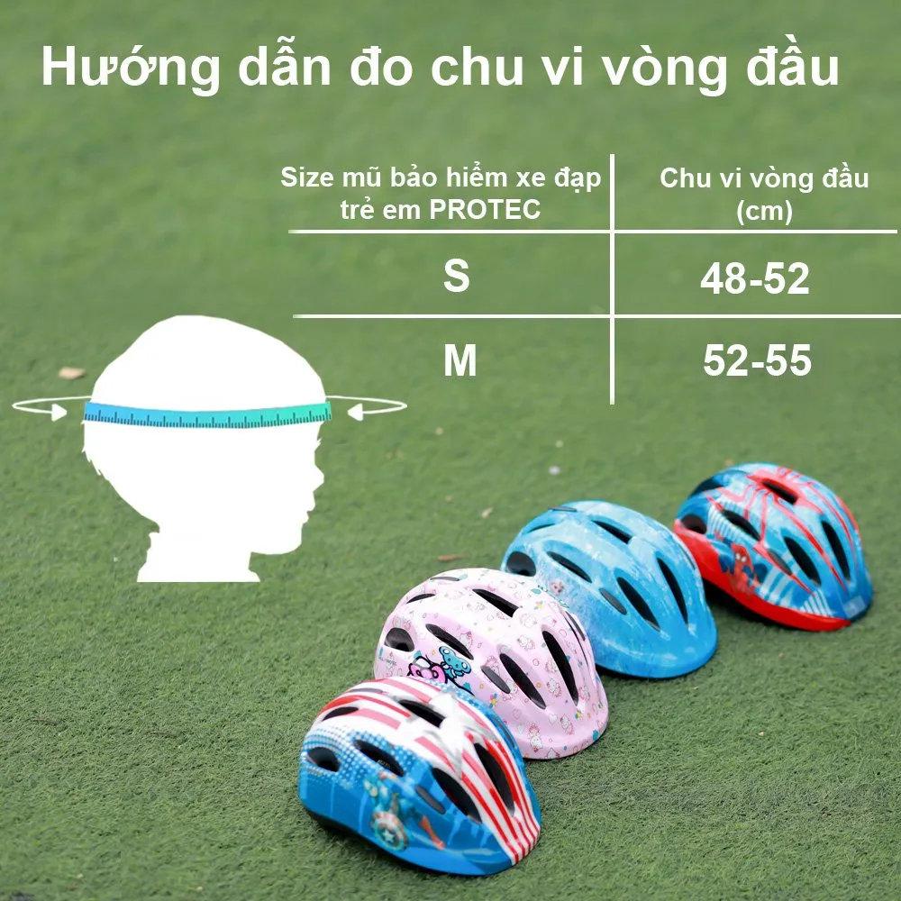 Ảnh Nón bảo hiểm xe đạp trẻ em Protec SMILE, cho bé trai từ 1-12 tuổi, họa tiết mạnh mẽ năng động, có đèn hậu an toàn 4