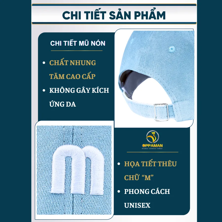 Ảnh Nón kết nam chất nhung nón kết nam nữ nón kết xịn thêu chữ M hàn quốc mũ lưỡi trai chữ M ON3 OPPAMAN 3
