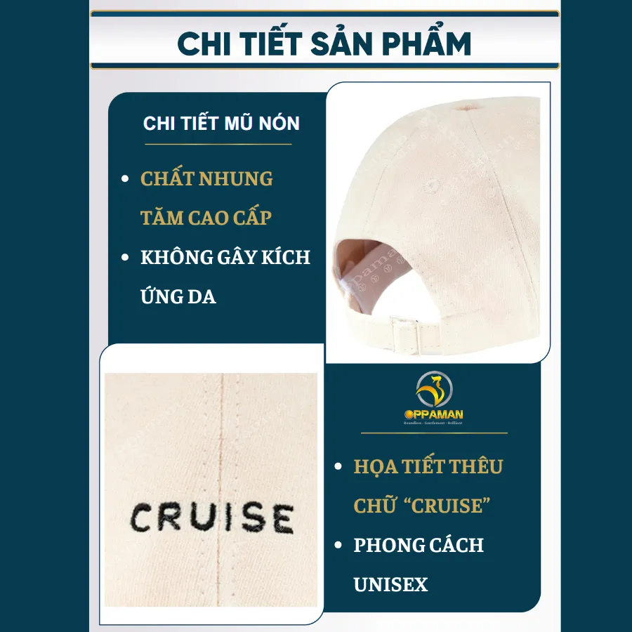 Ảnh Nón kết nam đẹp xịn mũ lưỡi trai nam nữ cao cấp hàn quốc mũ cruise vải nhung mát cao cấp ON4 OPPAMAN 3
