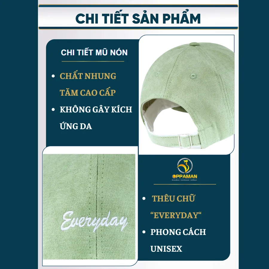 Ảnh Nón kết nam nữ đẹp xịn ngầu hàn quốc vải nhung thoáng mát thêu chữ everyda cao cấp mịn ON1 OPPAMAN 3