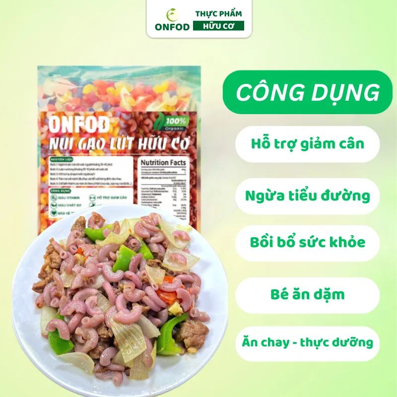 Ảnh Nui gạo lứt rau củ hữu cơ ONFOD giảm cân ăn dặm thực dưỡng eat clean cho người tiểu đường, gym, mẹ bầu, yoga 500g 3