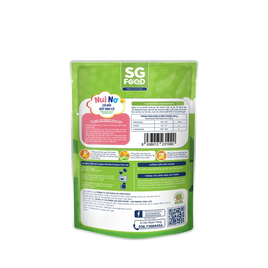 Ảnh Nui nơ Cá hồi xốt rau củ Sài Gòn Food 200g 4