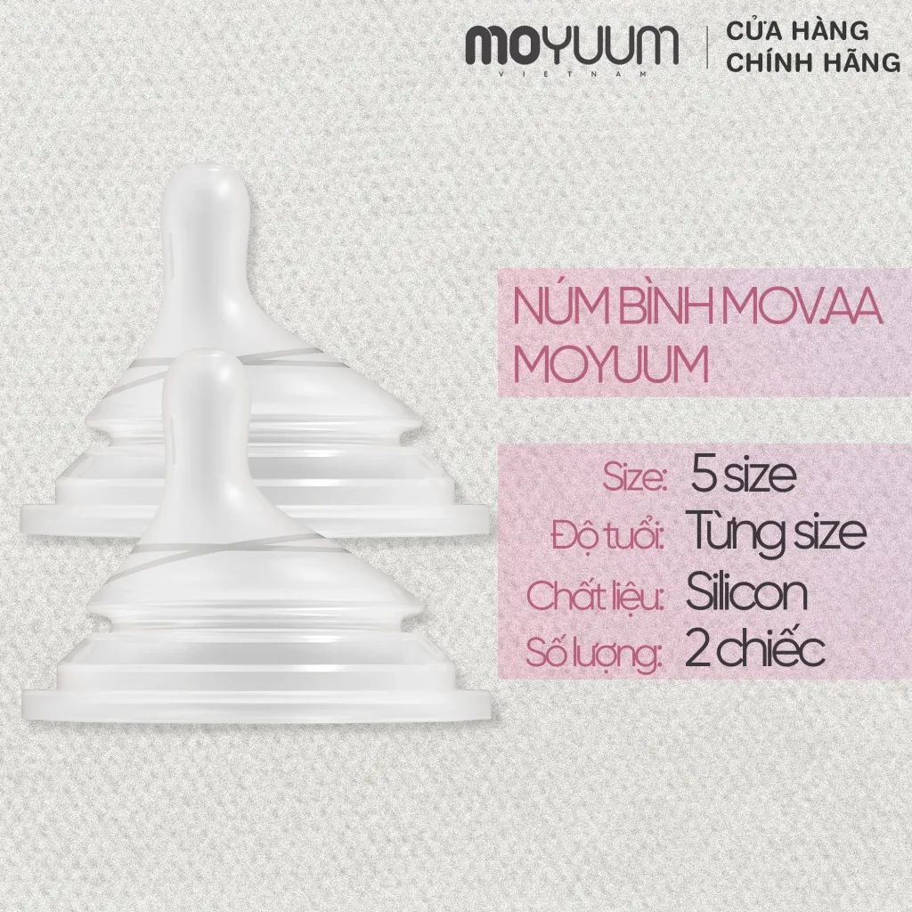 Ảnh Núm bình Moyuum Natural Fit Mov.aa - Đủ size - Hộp 2 chiếc 1