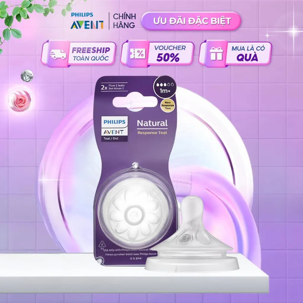 Ảnh Núm Ti Philips Avent Natural Mô Phỏng Tự Nhiên Cho Trẻ Sơ Sinh Chính Hãng Cổ Rộng Đủ Size 1