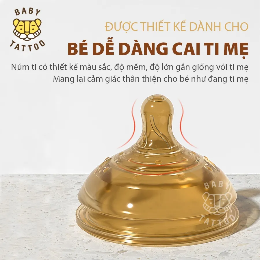 Ảnh Núm Ti Silicone Nano Bạc Kháng Khuẩn Thay Thế Cho Bình Sữa Silicone Nano Bạc BABY TATTOO, Núm Ti Mềm Dẻo Đàn Hồi Cao 1