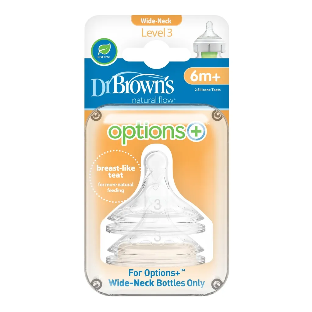 Ảnh Núm Ty cổ rộng Dr.Brown's dòng Option Plus ( Mô Phỏng Ty Mẹ Tự Nhiên - Cam kết hàng chính hãng) 4