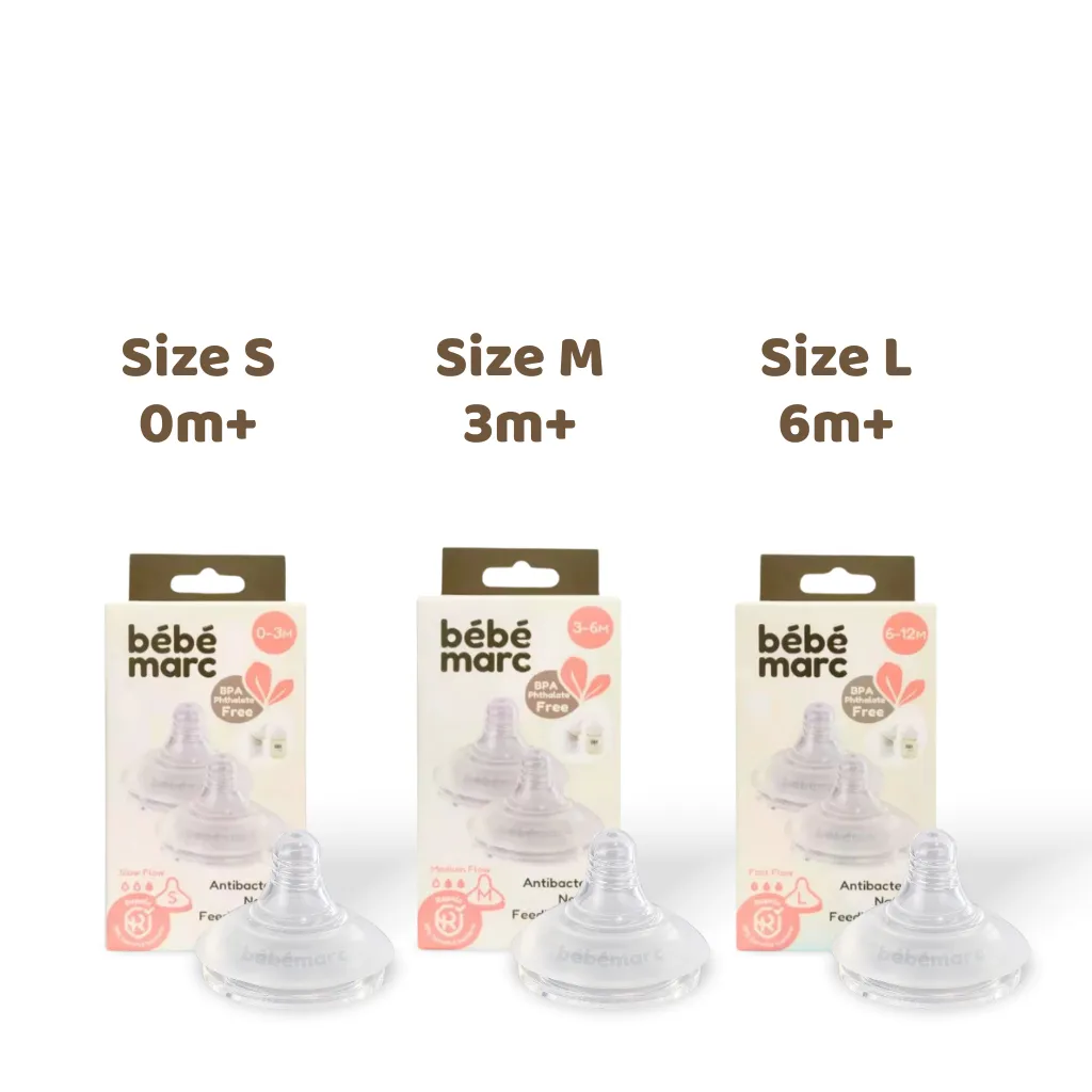 Ảnh Núm Ty Silicone Cao Cấp Kháng Khuẩn Tự Nhiên An Toàn Cho Bé Yêu bébémarc - Nhiều Size (Set 2 Cái) 1