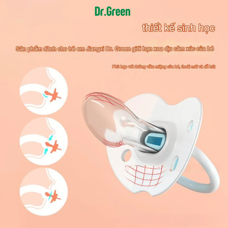 Ảnh Núm Vú Giả Cho Bé Dr.Green 0 - 6 -12 - 24 Tháng | Bé Sơ Sinh | Silicon Siêu Mềm Cho Bé Ngủ Yên 1