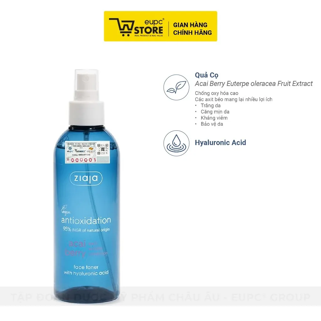 Ảnh Nước Cân Bằng Dưỡng Ẩm Dạng Xịt Hyaluronic Giảm Oxy Hóa Ziaja Acai Berry 200ml Lành Tính Với Làn Da EUPC STORE 2