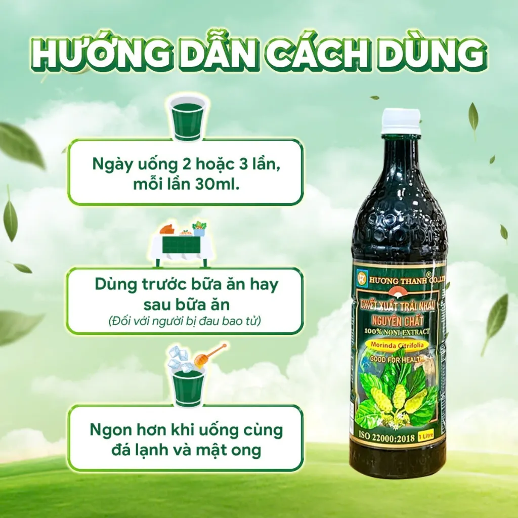 Ảnh Nước Cốt Nhàu 100% Nguyên Chất Noni Hương Thanh, Chai 1L 4