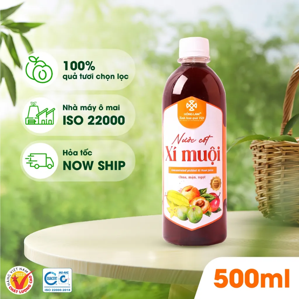 Ảnh Nước cốt xí muội Hồng Lam chai (500ml). Có vị chua ngọt 1
