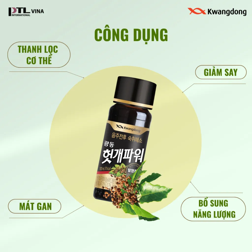 Ảnh Nước giải rượu Hutkae KWANGDONG giảm say tăng cường chức năng, thanh lọc và mát gan chai 100ml 2