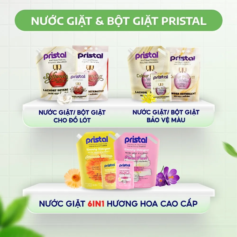 Ảnh Nước giặt, bột giặt sinh học Pristal mini size dùng thử nước giặt quần áo không phải màu an toàn cho da em bé 4