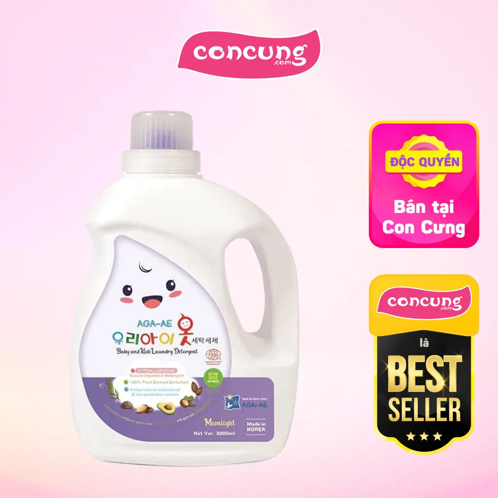Ảnh Nước Giặt Hàn Quốc AGA-AE Moonlight Kháng Khuẩn & Bảo Vệ Da Bé 3L 1