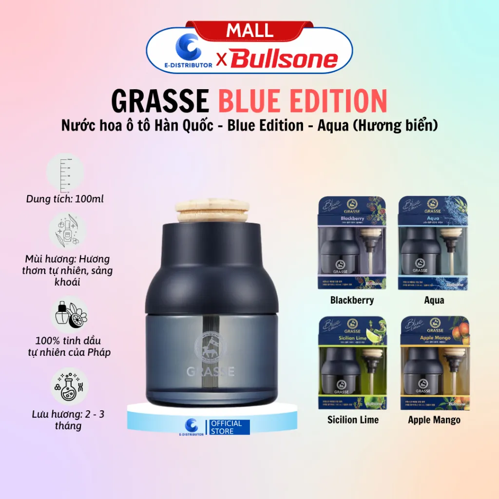 Ảnh Nước hoa ô tô Bullsone Grasse Blue Edition Blackberry/Aqua/Apple Mango/Sicilian Lime - Chính Hãng 1