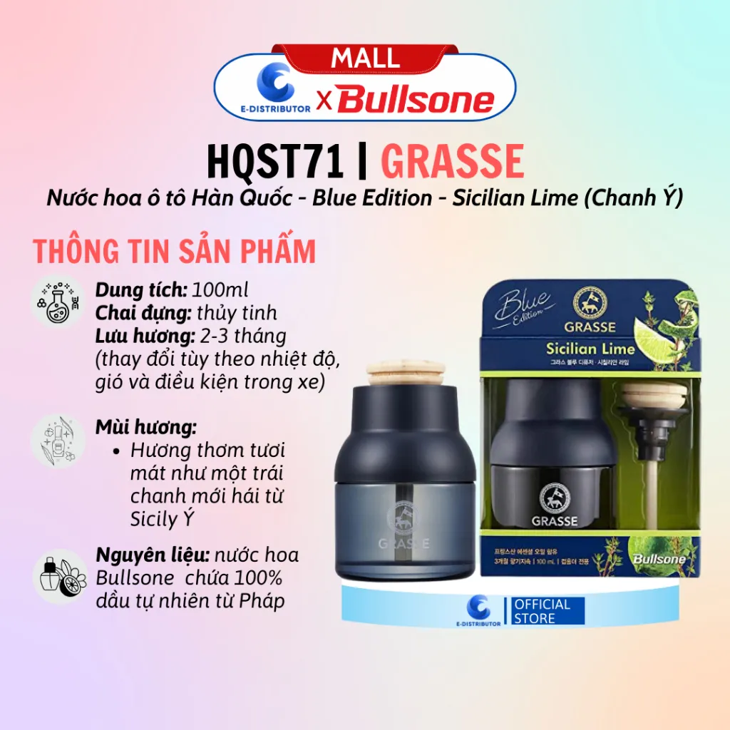 Ảnh Nước hoa ô tô Bullsone Grasse Blue Edition Blackberry/Aqua/Apple Mango/Sicilian Lime - Chính Hãng 2