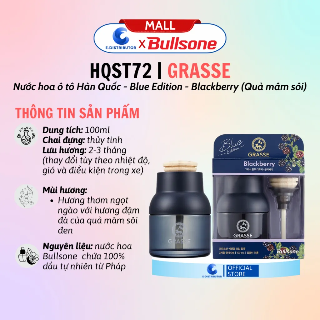Ảnh Nước hoa ô tô Bullsone Grasse Blue Edition Blackberry/Aqua/Apple Mango/Sicilian Lime - Chính Hãng 3