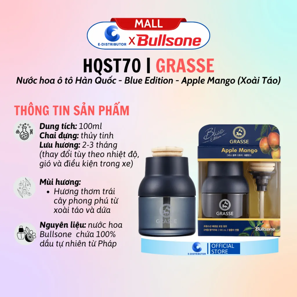Ảnh Nước hoa ô tô Bullsone Grasse Blue Edition Blackberry/Aqua/Apple Mango/Sicilian Lime - Chính Hãng 4