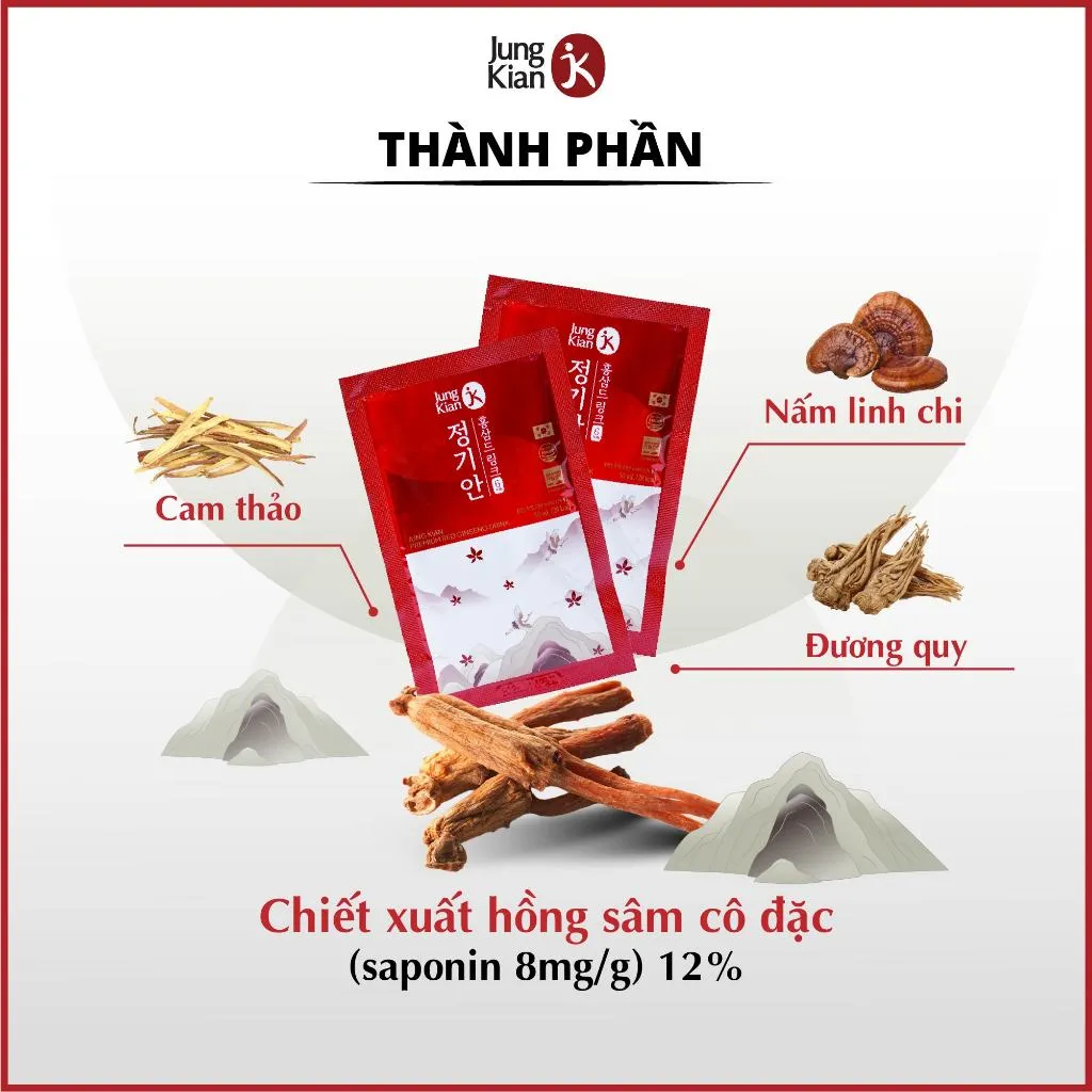 Ảnh Nước hồng sâm Hàn Quốc Jung Kian Premium Korean Red Ginseng Drink – 60 gói x 50ml 3