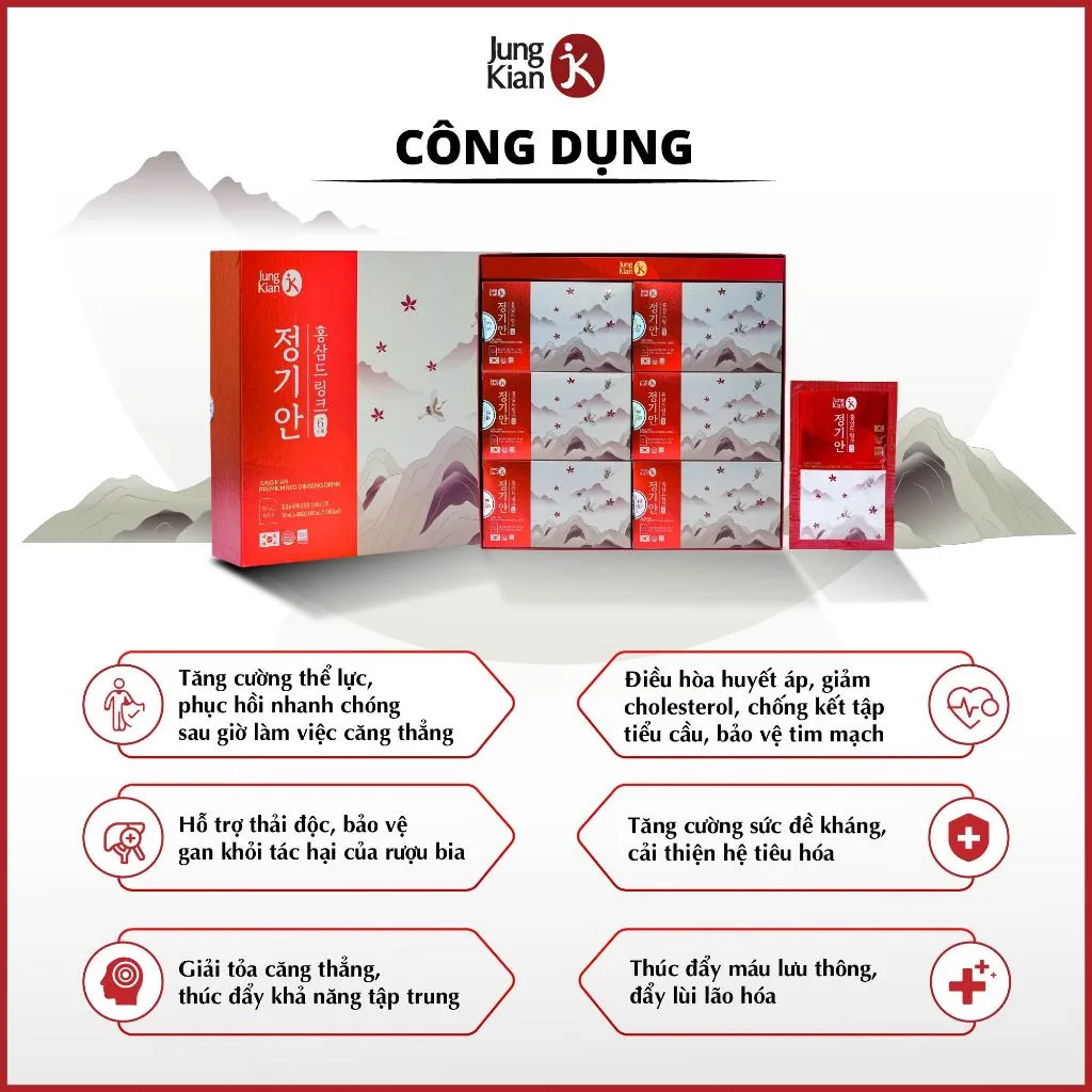 Ảnh Nước hồng sâm Hàn Quốc Jung Kian Premium Korean Red Ginseng Drink – 60 gói x 50ml 4