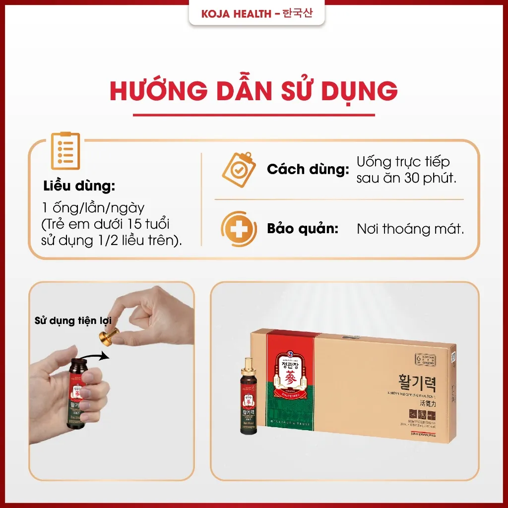 Ảnh Nước Hồng Sâm Hàn Quốc KGC Jung Kwan Jang Vital Tonic 20ml x 10 Ống 3