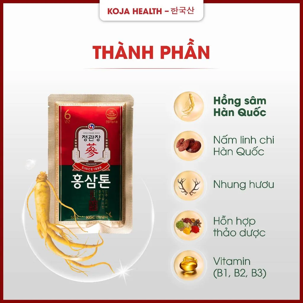 Ảnh Nước Hồng Sâm Hàn Quốc KGC Jung Kwan Jang Tonic 6 Năm Tuổi 50ml x 30 Gói 2