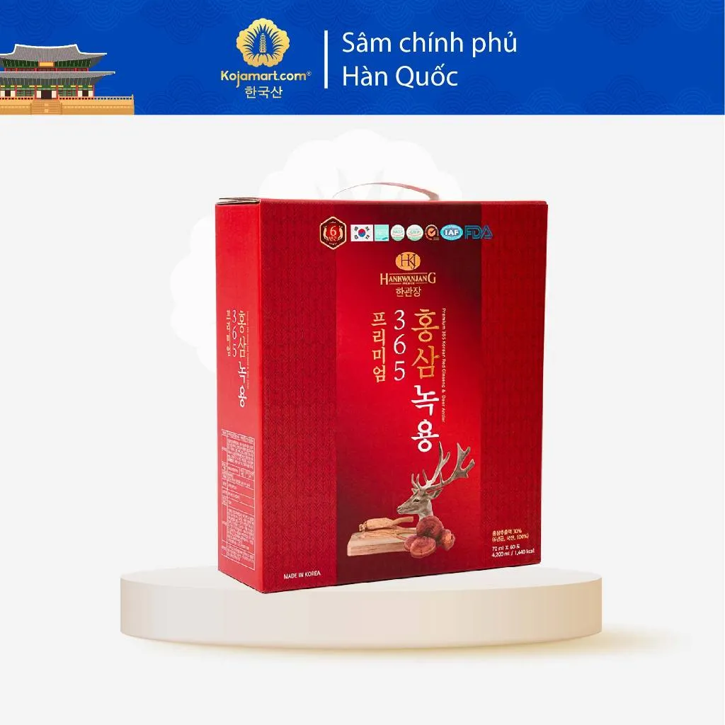 Ảnh Nước hồng sâm nhung hươu Hàn Quốc Korean Red Ginseng 365 hộp 60 gói x 70ml 1