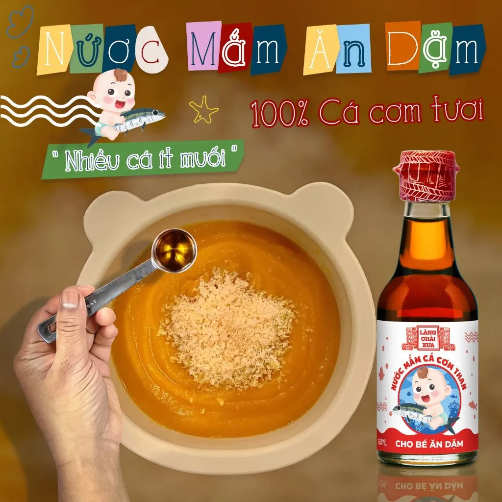 Ảnh Nước mắm Cá Cơm Than Làng Chài Xưa cho bé ăn dặm từ 6 Tháng Tuổi an toàn, nhiều cá ít muối vitamin 60ml/chai 3