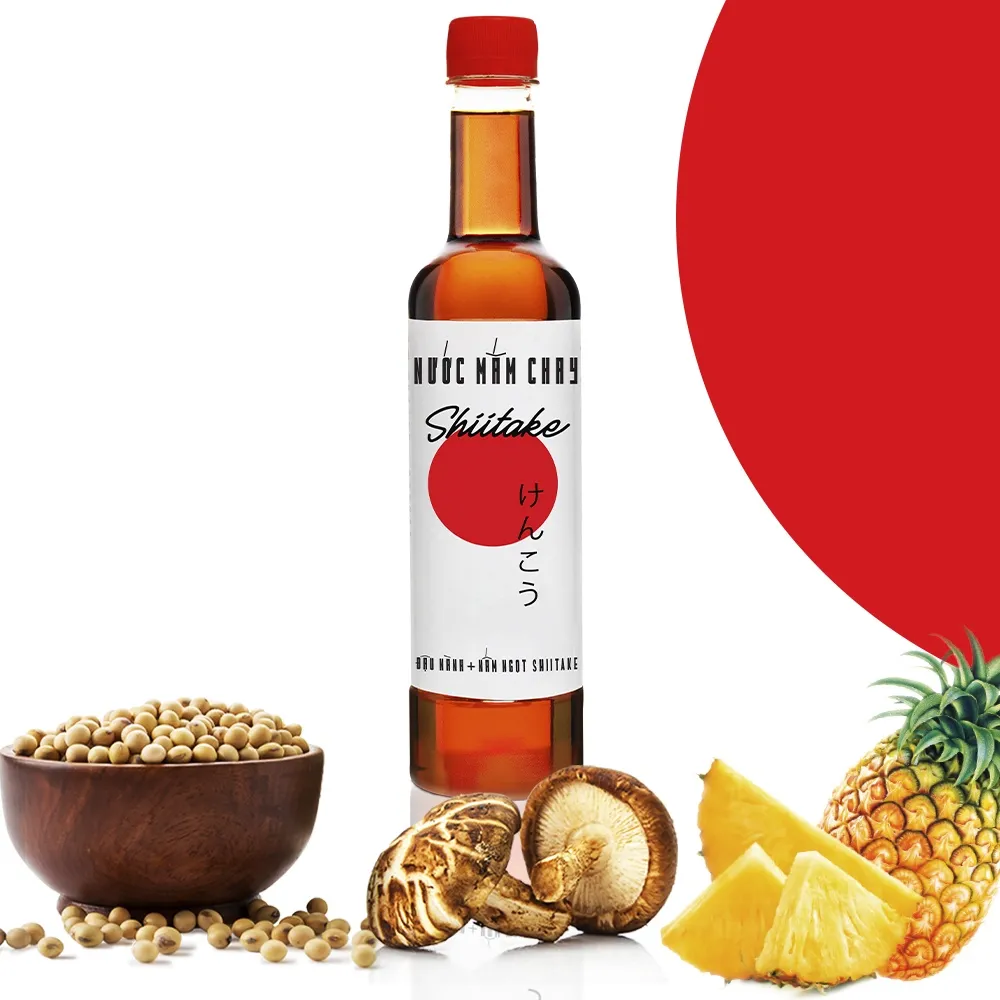 Ảnh Nước mắm chay cao cấp Shiitake ủ chượp từ đậu nành, nấm ngọt Shiitake và trái thơm, chai nhựa 525ml/chai Làng Chài Xưa 3