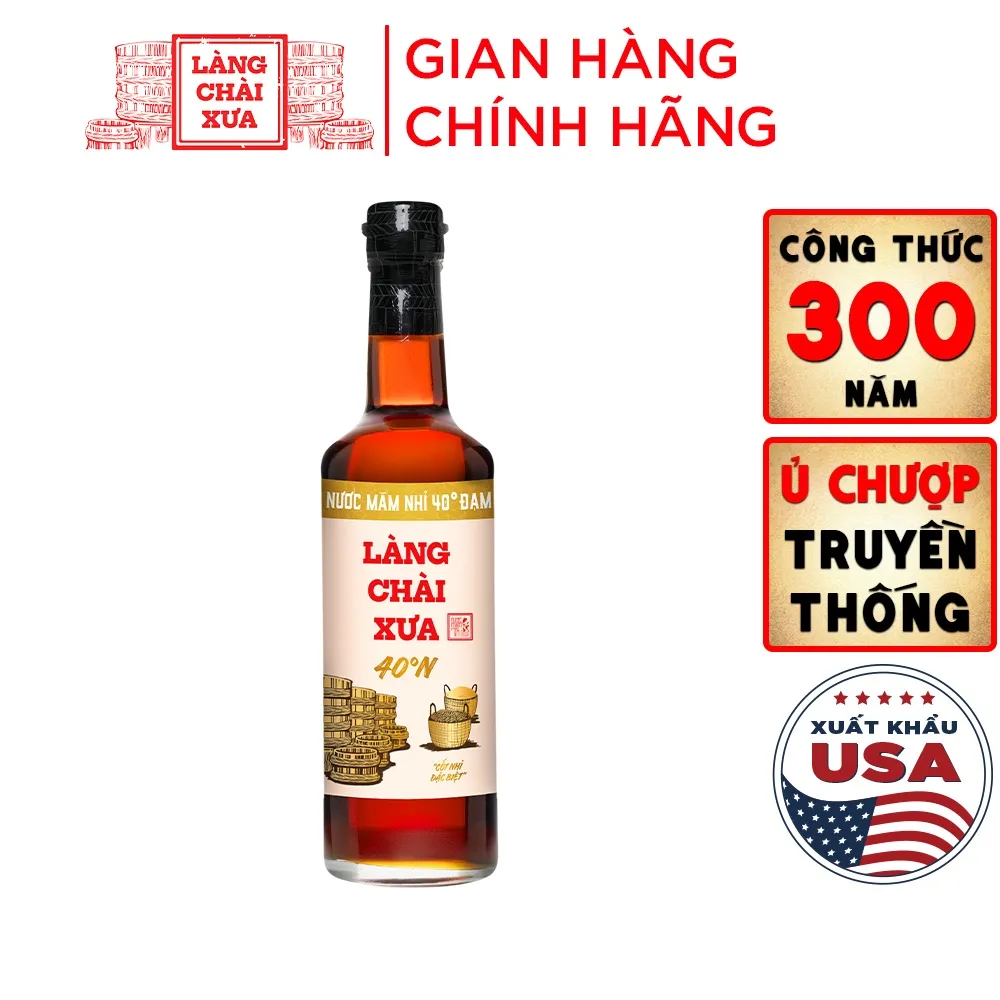 Ảnh Nước mắm nhỉ 40 độ đạm Làng Chài Xưa nhãn vàng chai thủy tinh 500ml ủ chượp 2 lần không chất bảo quản 1