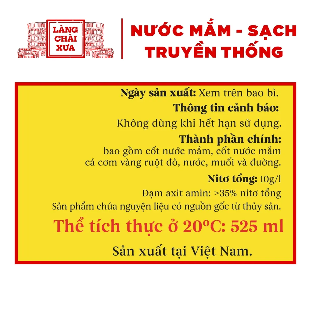 Ảnh Nước mắm nhỉ cá cơm ruột đỏ Làng Chài Xưa 525ml/chai cá ngon vùng nước trồi 300 năm truyền thống 2