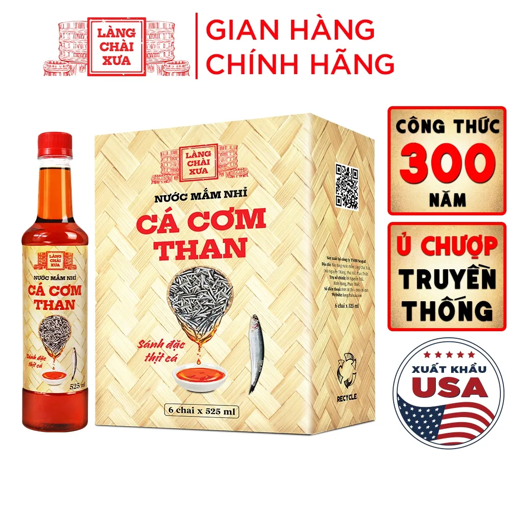 Ảnh Nước mắm nhỉ cá cơm than Làng Chài Xưa 525ml (01 chai) sánh đặc thịt cá 300 năm truyền thống 1