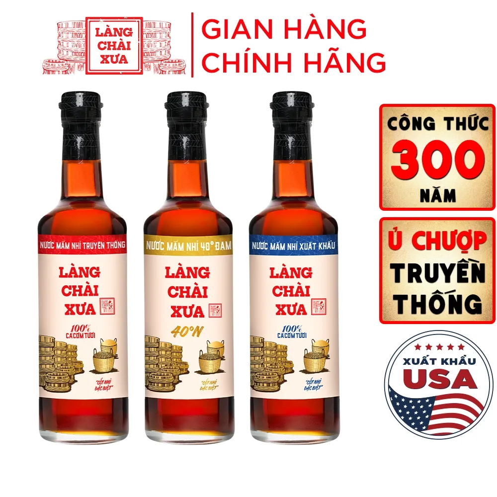 Ảnh Nước mắm nhỉ Làng Chài Xưa nhãn xanh xuất khẩu, nhãn đỏ đậm đà, nhãn vàng sánh đặc 500ml/chai thủy tinh 1