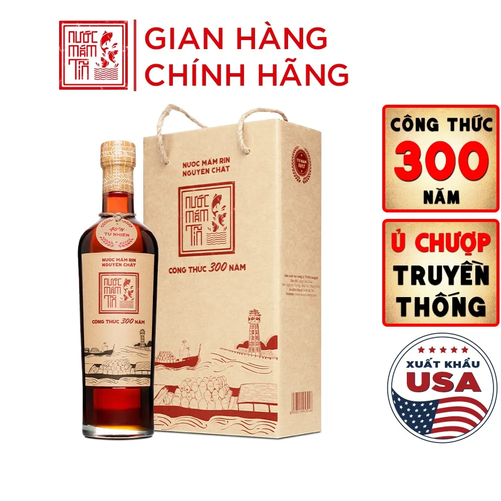 Ảnh Nước mắm Tĩn nhãn đỏ độ đạm 40N chai thủy tinh 500ml rin nguyên chất truyền thống sạch 1