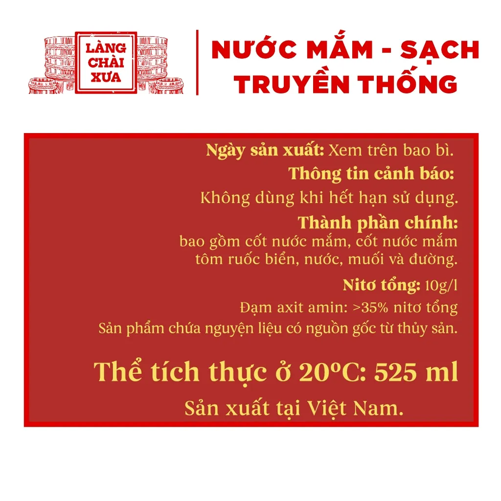 Ảnh Nước mắm tôm biển Làng Chài Xưa 525ml/chai Hồng Ngọc Đại Dương 300 năm truyền thống 2