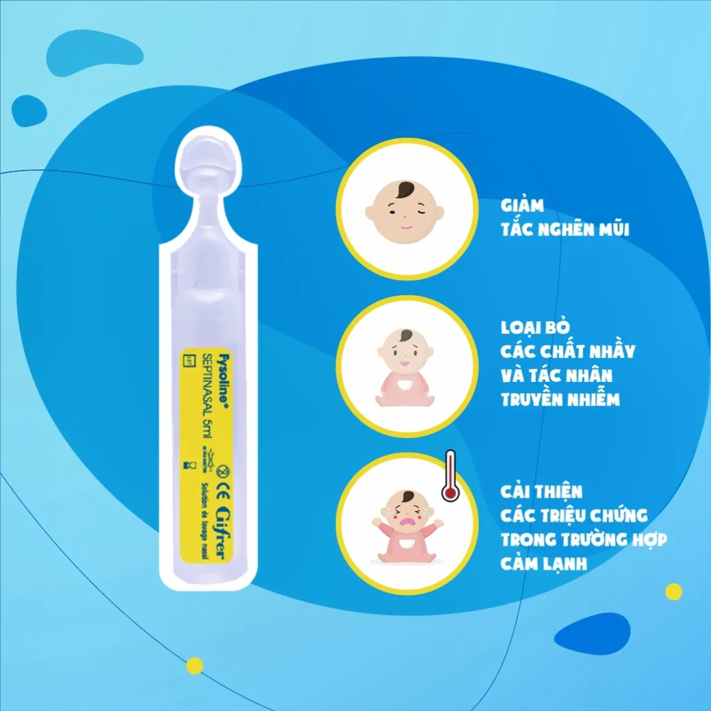 Ảnh Nước Muối Sinh Lý Kháng Khuẩn Pháp Fysoline hỗ trợ kháng khuẩn, viêm mũi, sổ mũi cho bé - Hộp 5 Ống x 5ml 2
