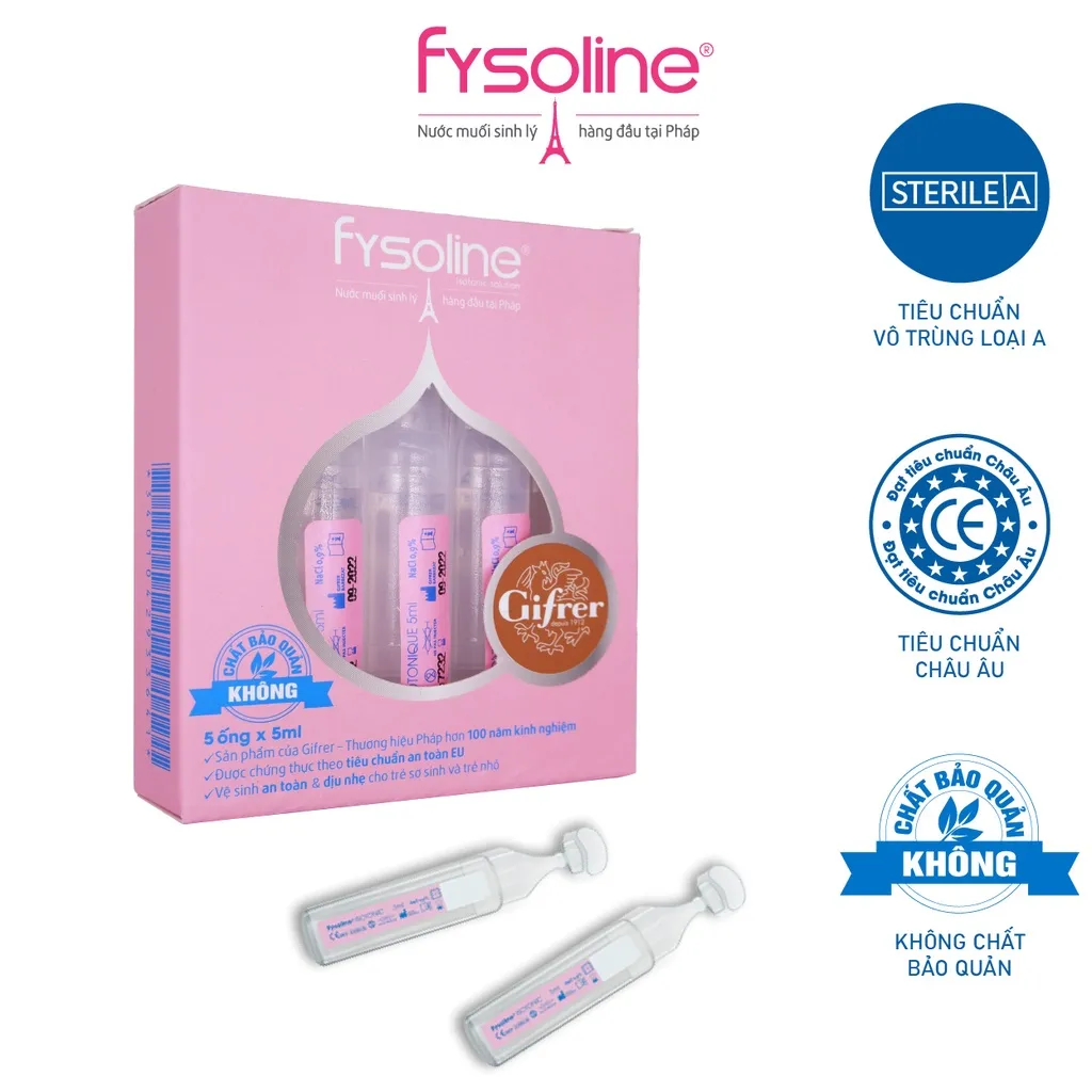 Ảnh Nước muối sinh lý Pháp Fysoline vệ sinh mắt, mũi, miệng cho bé hộp 5 ống x 5ml 1