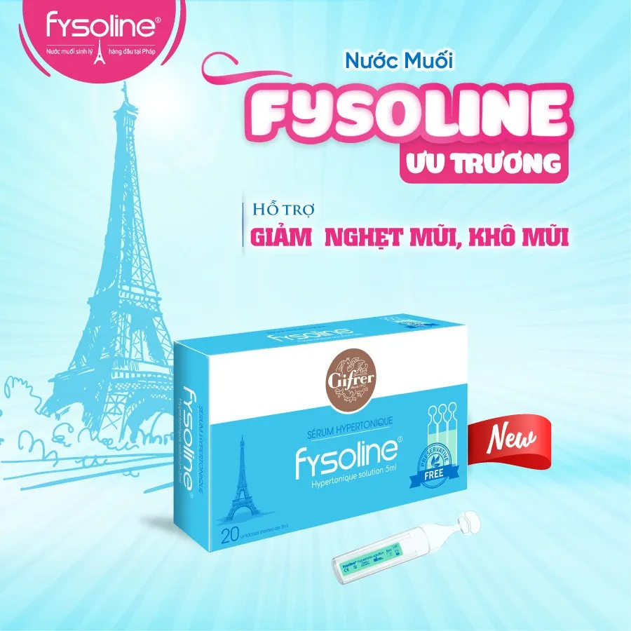 Ảnh Nước muối ưu trương FYSOLINE hỗ trợ viêm mũi, nghẹt mũi cho bé (Hộp xanh 20 ống x 5ml) 2