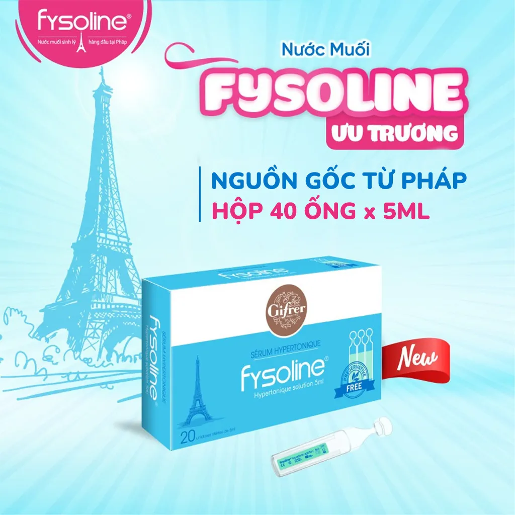 Ảnh Nước muối ưu trương FYSOLINE hỗ trợ viêm mũi, nghẹt mũi cho bé (Hộp xanh 20 ống x 5ml) 3