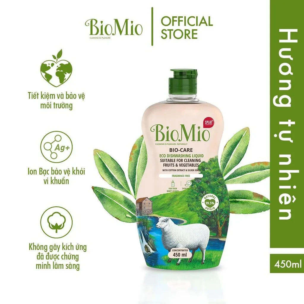 Ảnh Nước Ngâm Rửa Rau Củ Quả Sinh Học BioMio BIO-CARE 450ml Tiện Lợi, Tiết Kiệm, An Toàn Cho Sức Khỏe 1